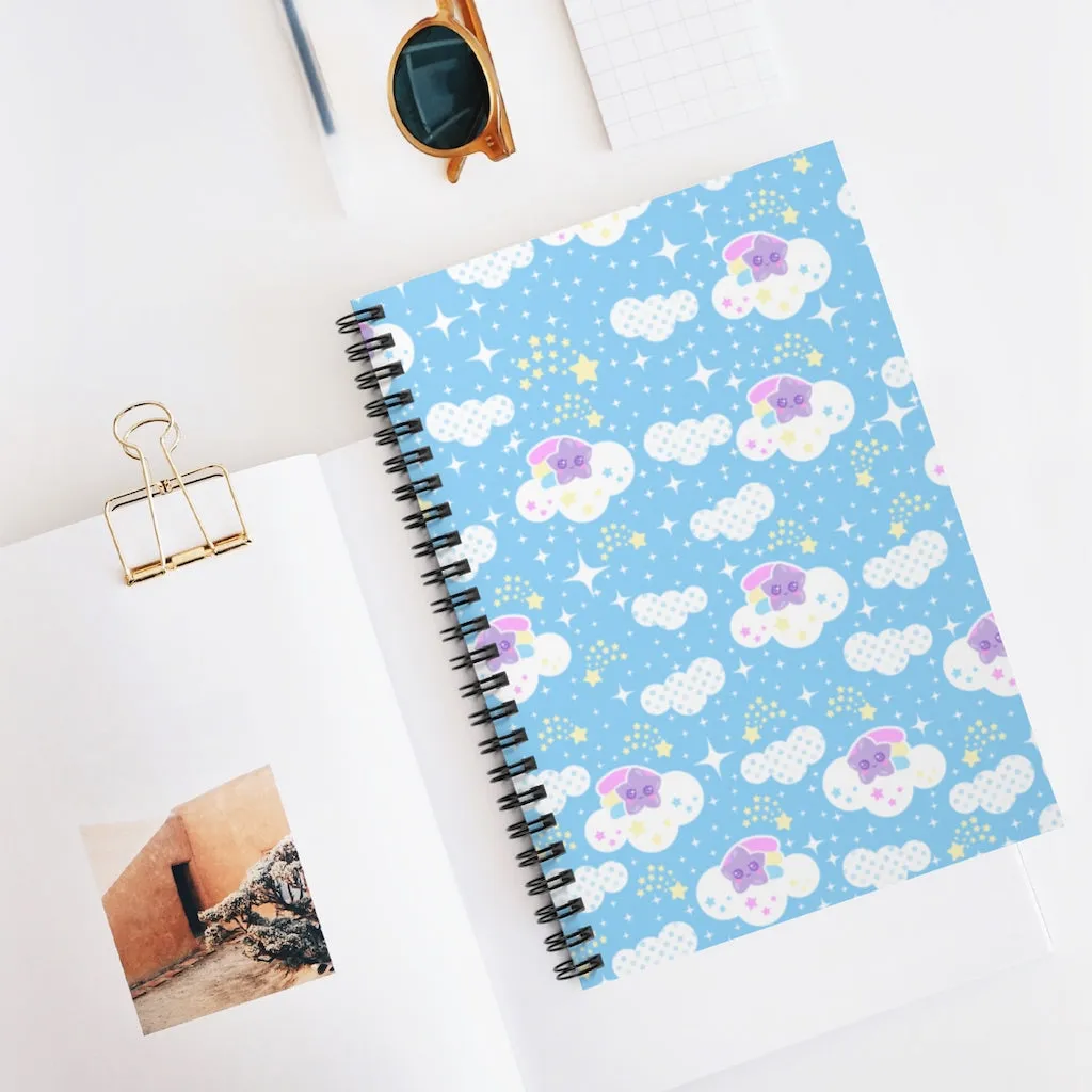 Shooting Star Clouds Blue Spiral Notebook - Ruled Line