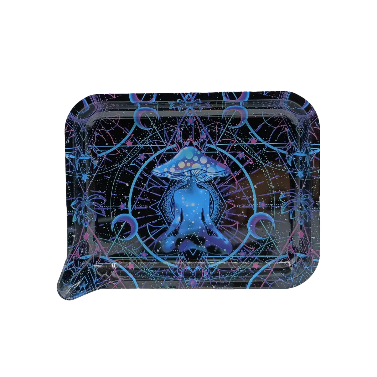 Small 3D Rolling Tray With Magnetic Lid Cover (Mushroom Yoga)