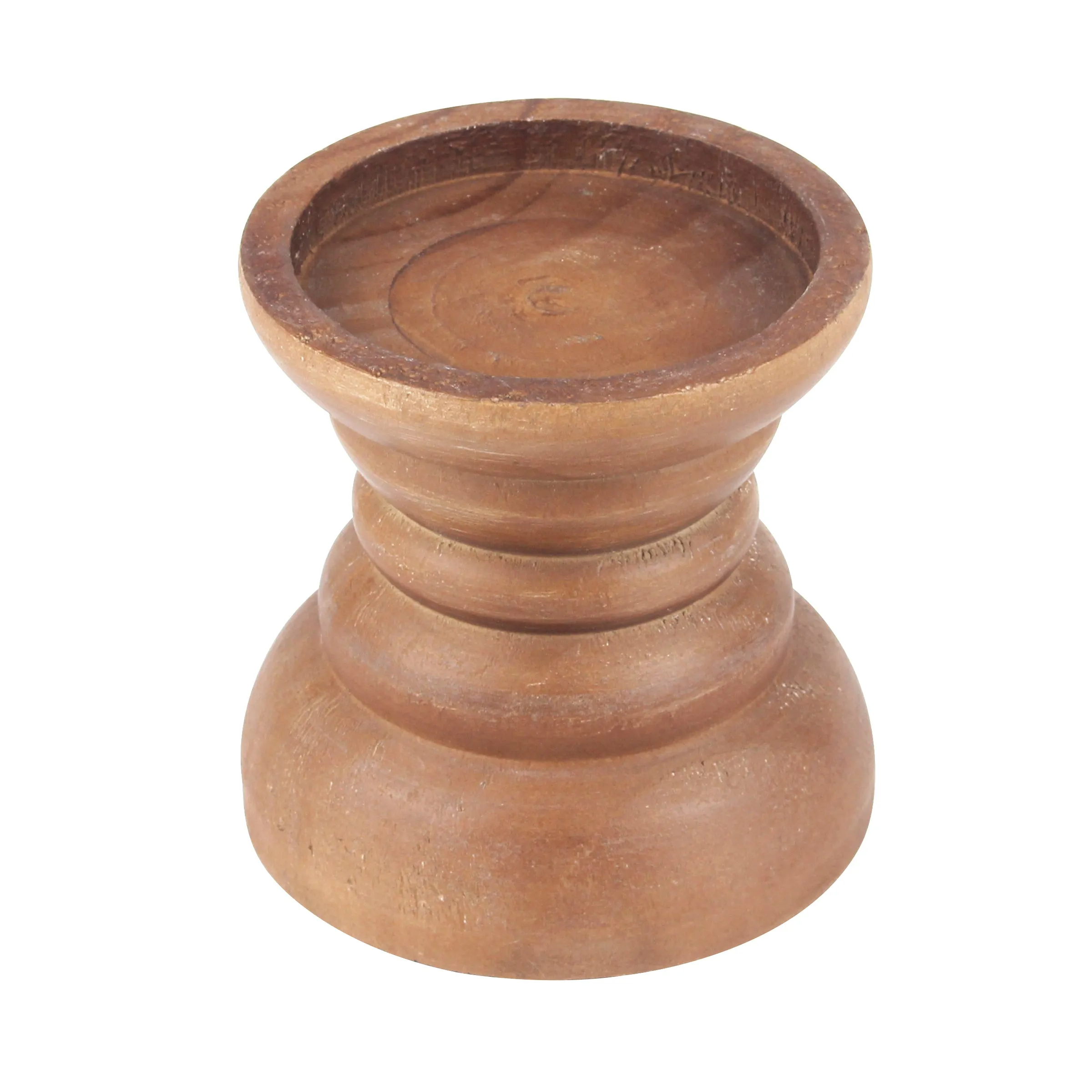 Small Decorative Natural Wood Pillar Candle Holder