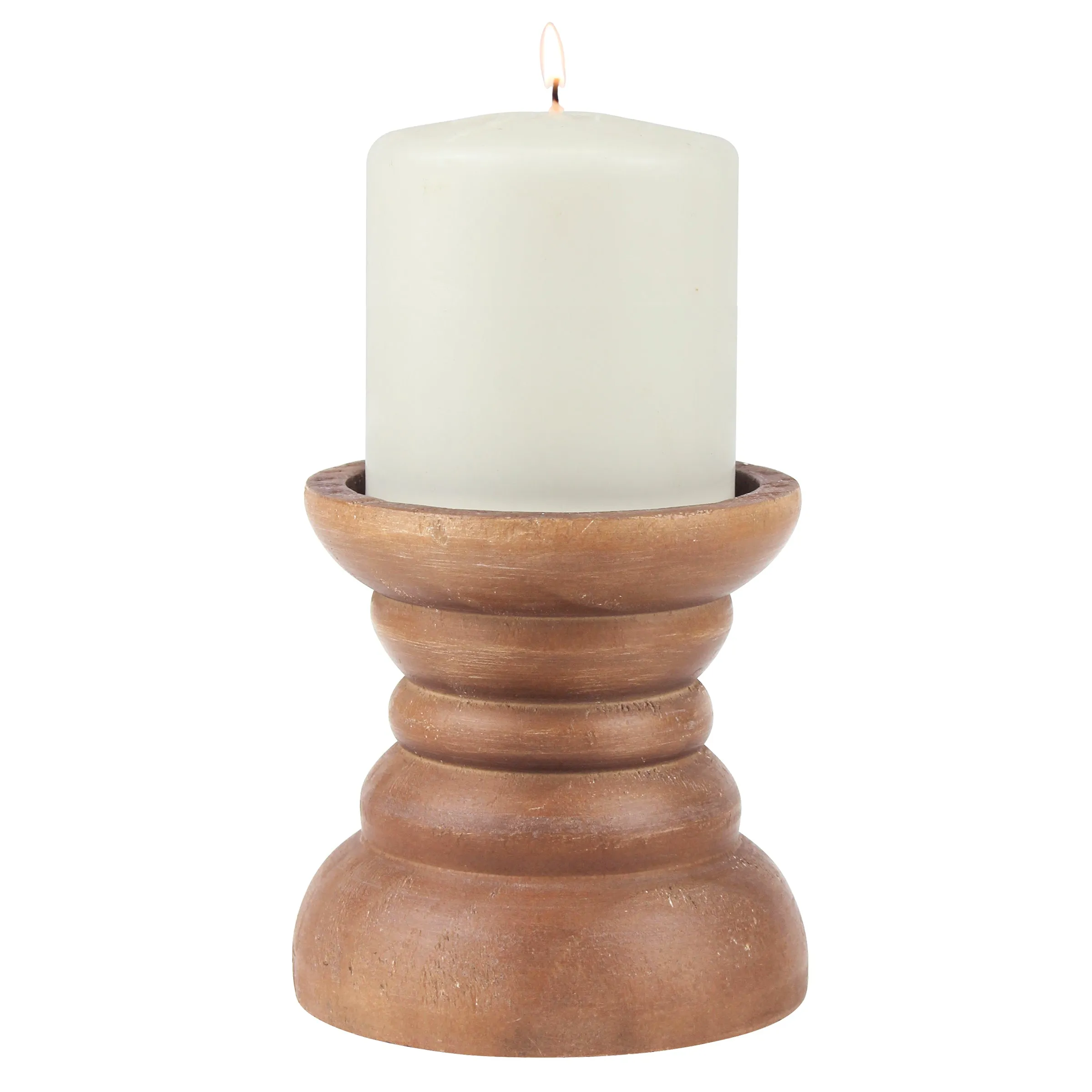 Small Decorative Natural Wood Pillar Candle Holder