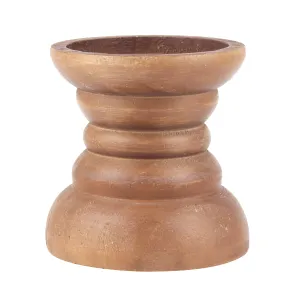 Small Decorative Natural Wood Pillar Candle Holder