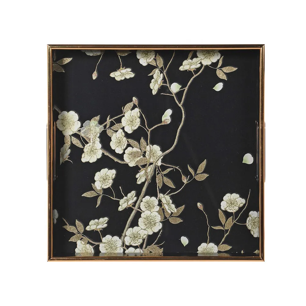 Square Floral Lacquer Trays