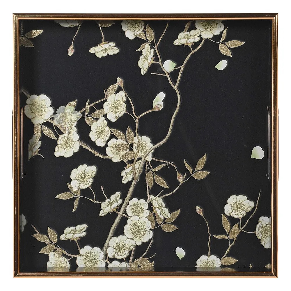 Square Floral Lacquer Trays