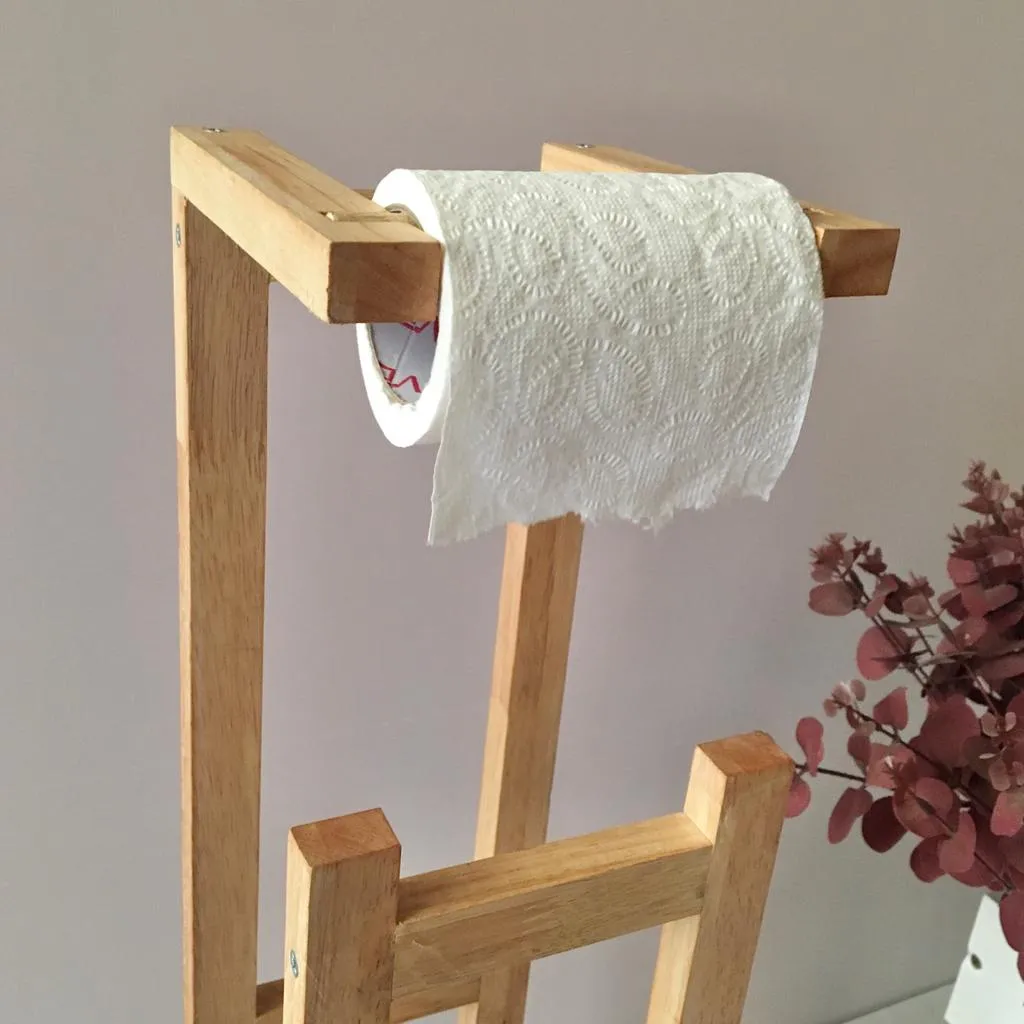 Stylish Wooden Toilet Paper Holder Rack By Miza