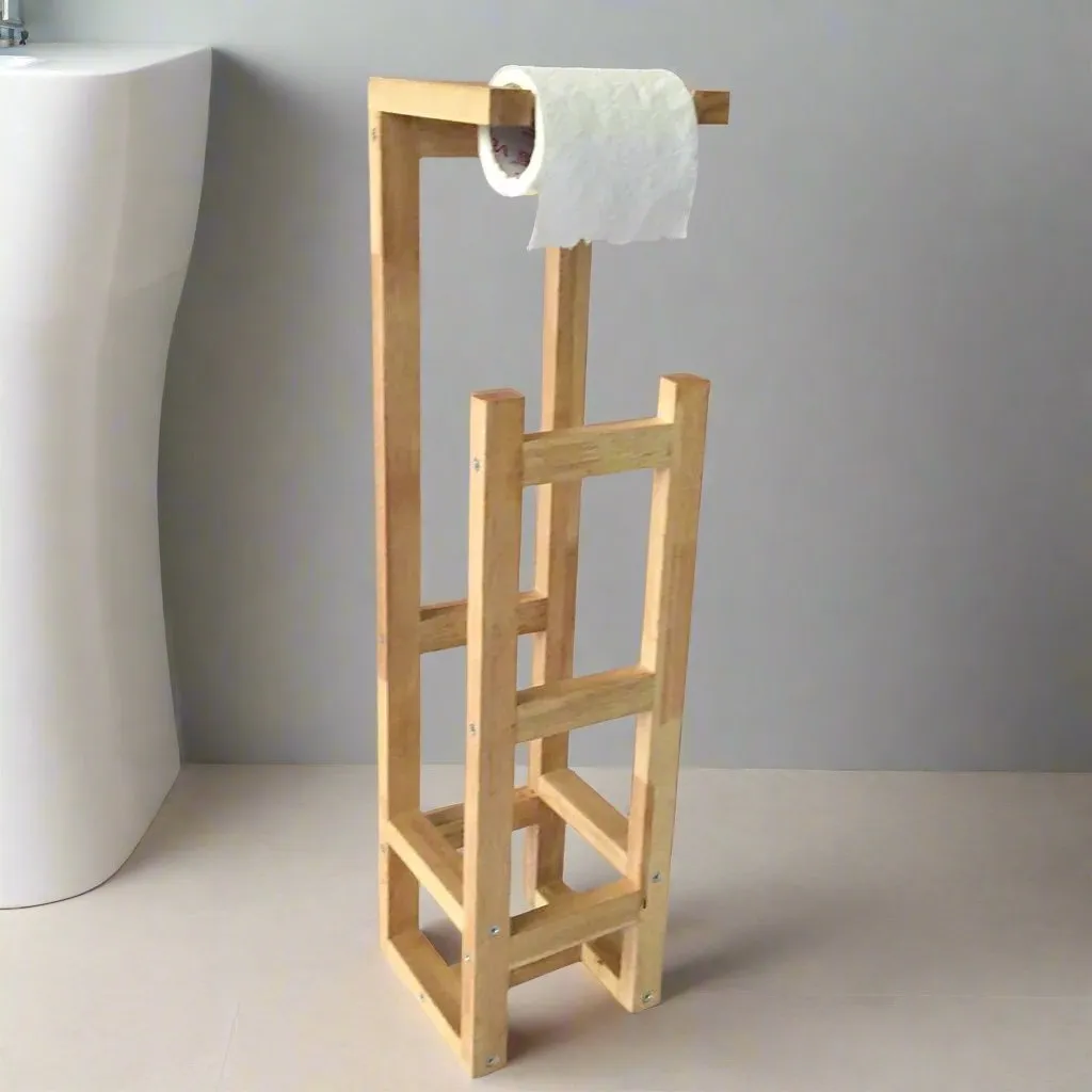 Stylish Wooden Toilet Paper Holder Rack By Miza