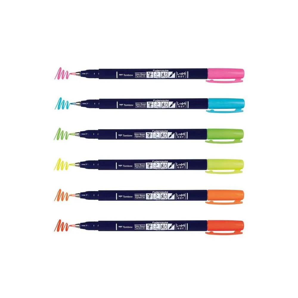 Tombow Fudenosuke Neon Set 6pk