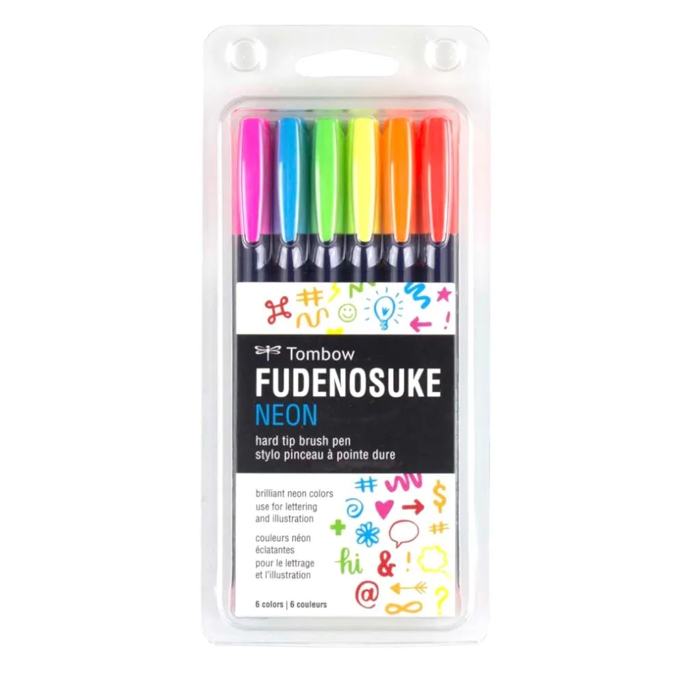 Tombow Fudenosuke Neon Set 6pk