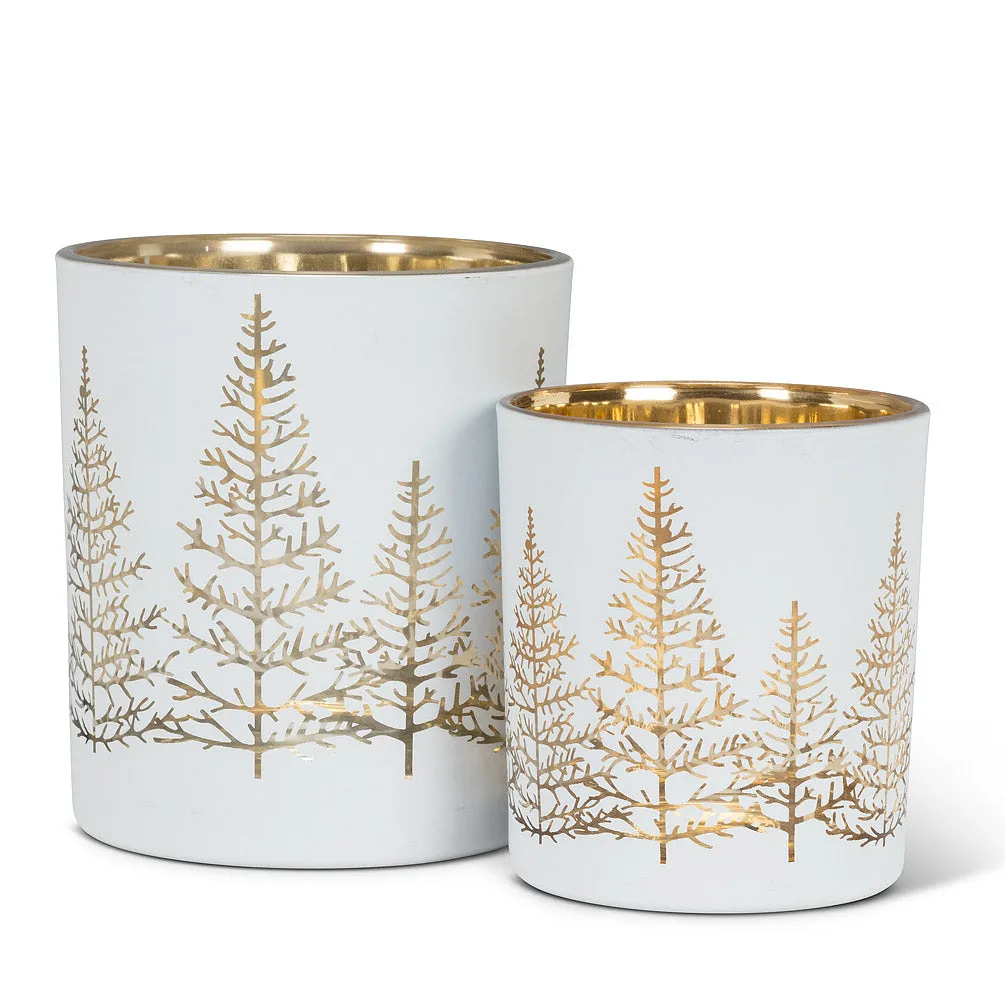 White with Gold Tree Tealight Holder - Large