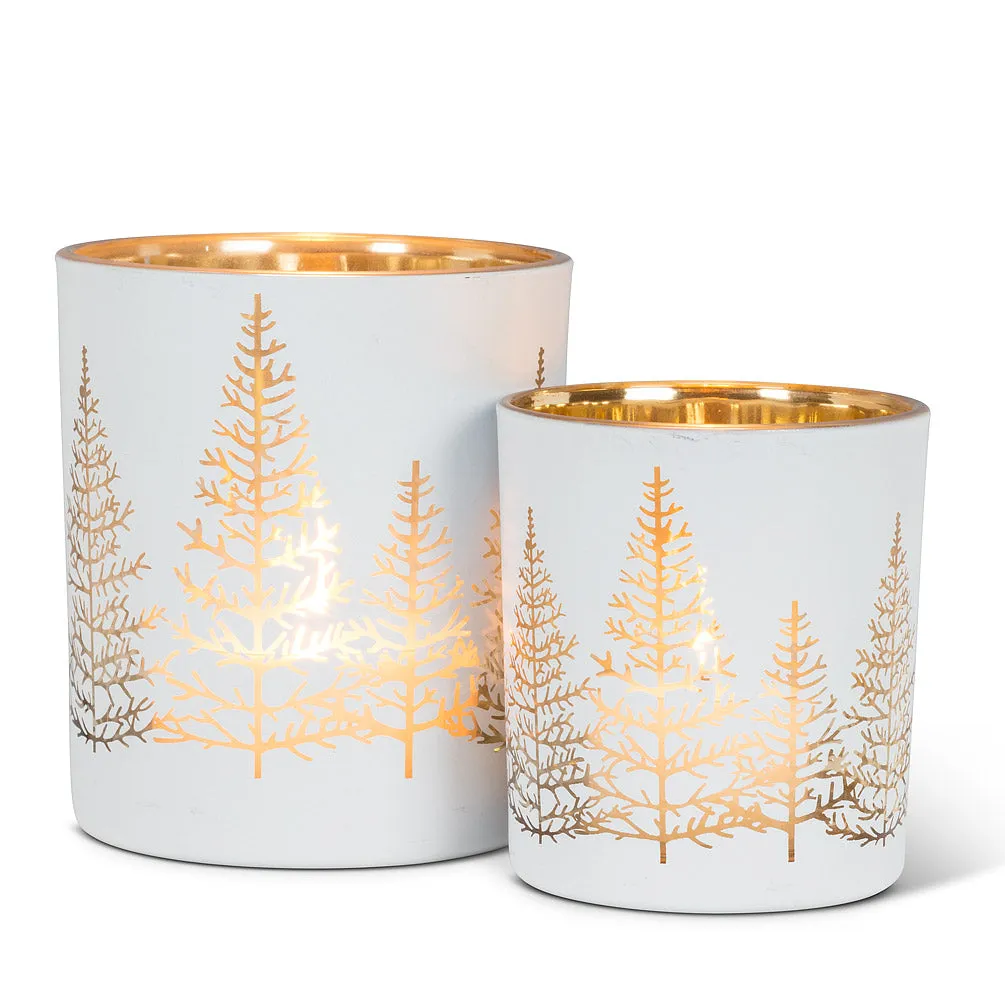 White with Gold Tree Tealight Holder - Large