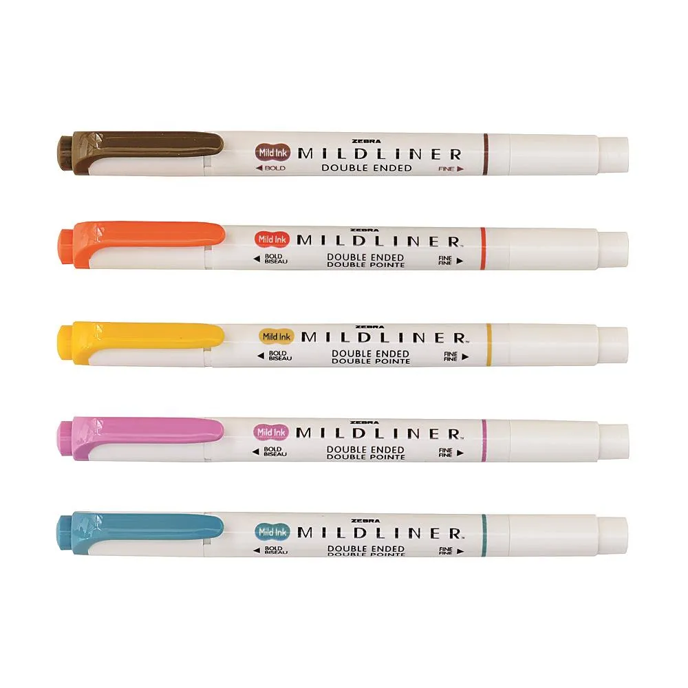 Zebra Mildliner Double Ended Highlighter 5pk Deep & Warm Set