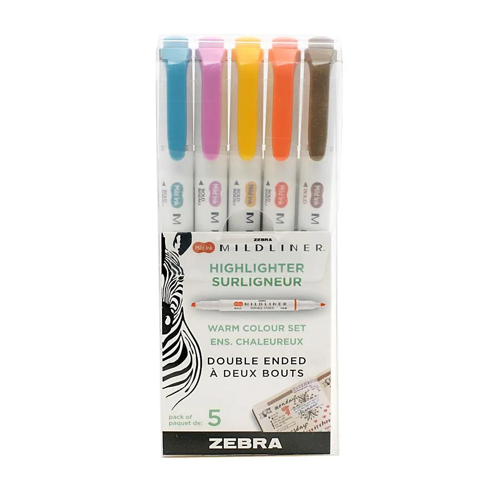 Zebra Mildliner Double Ended Highlighter 5pk Deep & Warm Set